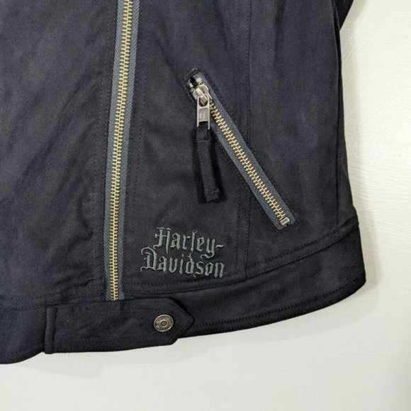 HARLEY DAVIDSON Women's Black Logo Asymmetrical Motorcycle Vest XS - Picture 7 of 8